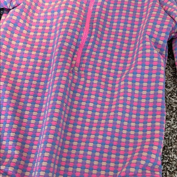 Paisley Lane Pink Check Long-Sleeve Kids Swim One-Piece Rash Guard - Picture 2 of 5